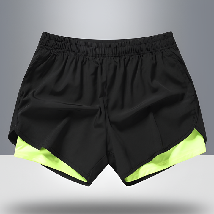 Stylish men's activewear running shorts, quick-drying fabric & zipper pocket for peak performance.