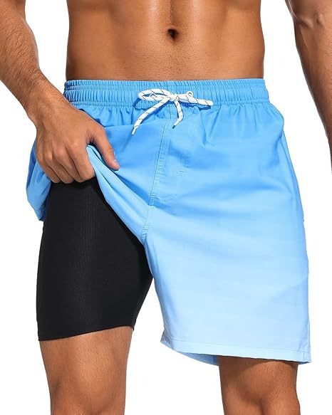 Performance men's quick-dry swim trunks. Athletic, comfortable swimwear for beach & pool.