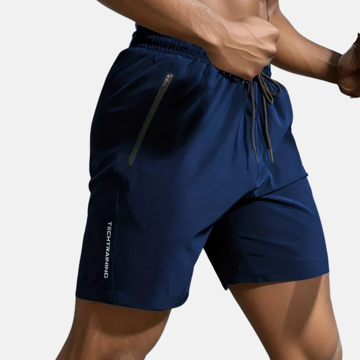 Comfortable quick-dry men's workout shorts, perfect for active outdoor pursuits.