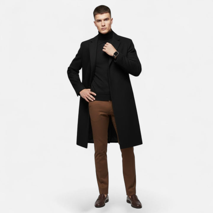 Men's Refined Oxford Style Mid-Length Trench Coat. Sophisticated outerwear for discerning men's fashion.