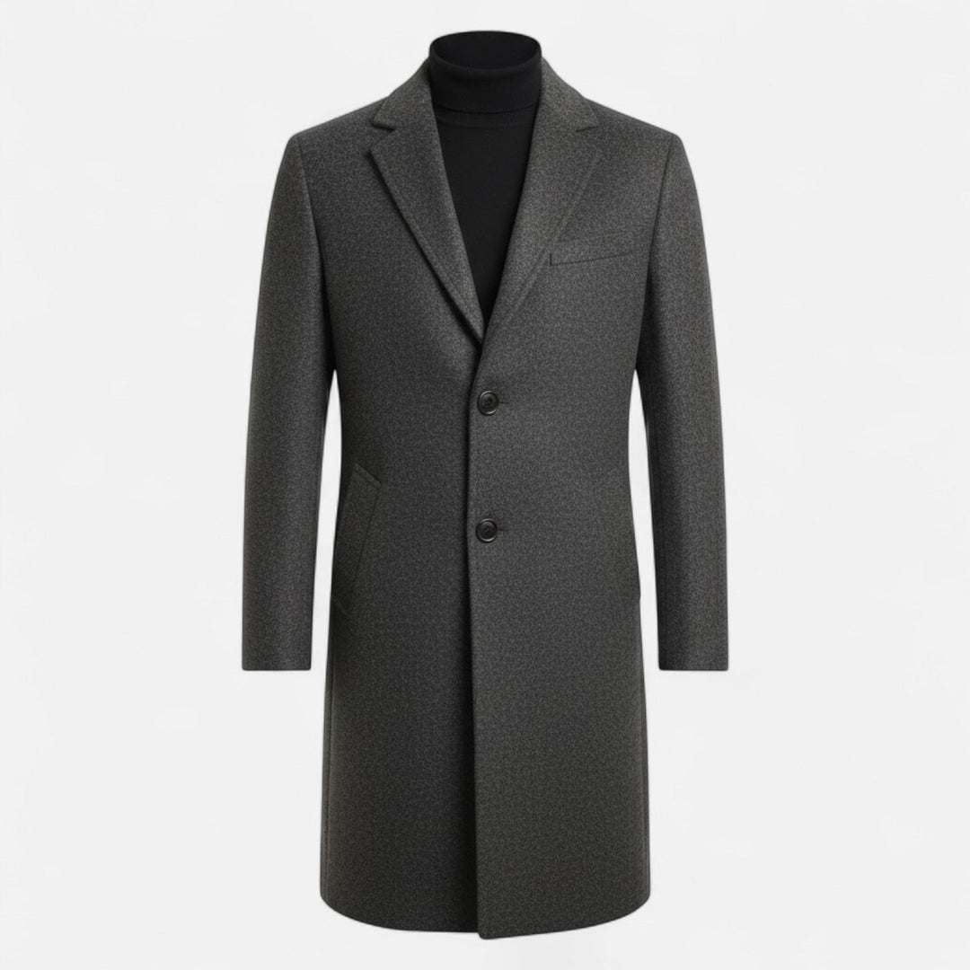 Versatile autumn/winter men's trench coat. Mid-length, slim fit, perfect for both business and casual elegance.