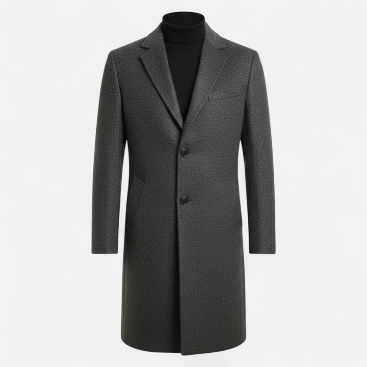 Versatile autumn/winter men's trench coat. Mid-length, slim fit, perfect for both business and casual elegance.