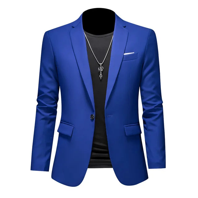 Stylish men's suit jacket, tailored fit, single-breasted, versatile for business or smart casual events.