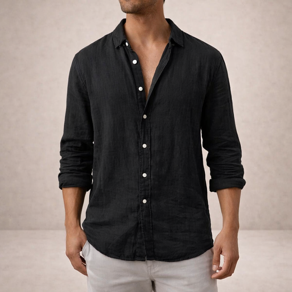 Relaxed fit men's button down casual shirt. Essential top for summer fashion & daily style.