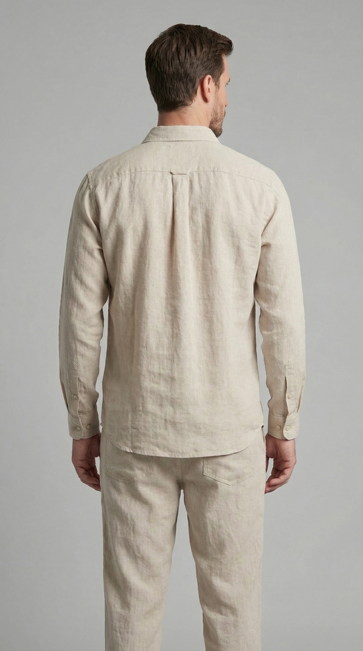 Elegant men's resort wear: a relaxed co-ord set, stylish shirt & trousers for effortless vacation style.