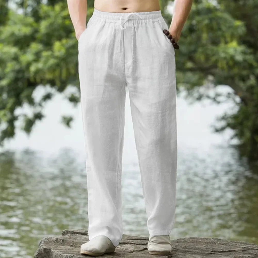 Men's relaxed fit beach pants, perfect for effortless summer casual style. Ideal for vacation comfort.