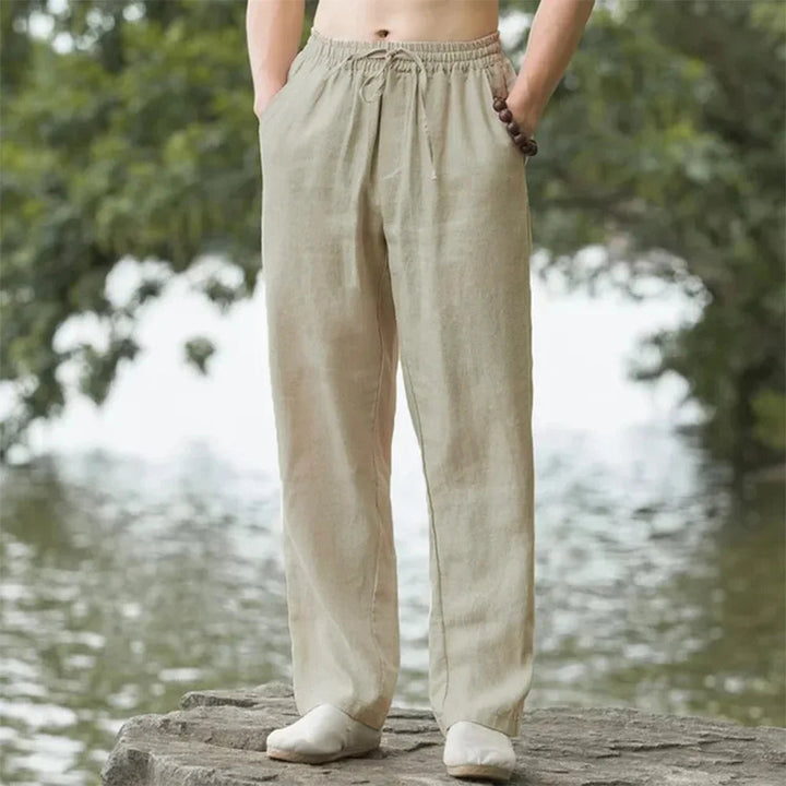 Effortless men's relaxed beach pants, ideal for summer vacation, travel, or casual style.