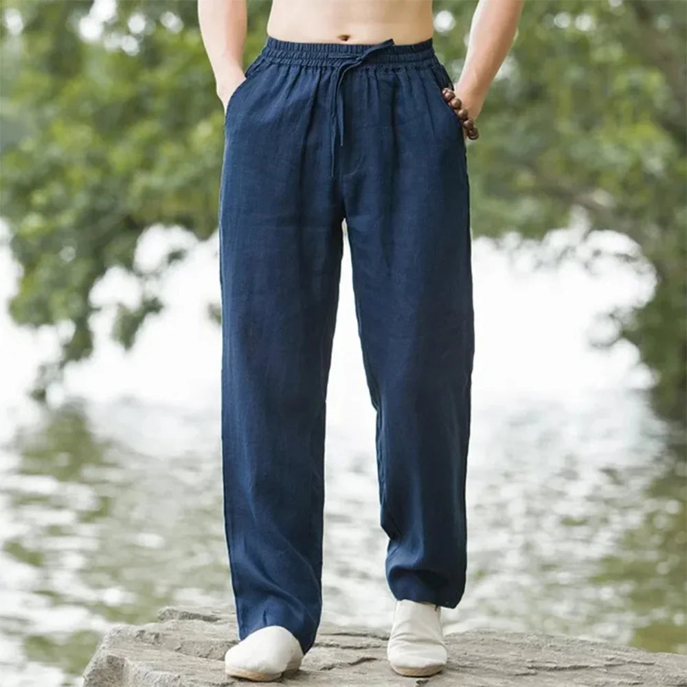Lightweight men's relaxed fit beach pants. Perfect for hot summer days, comfort & style.