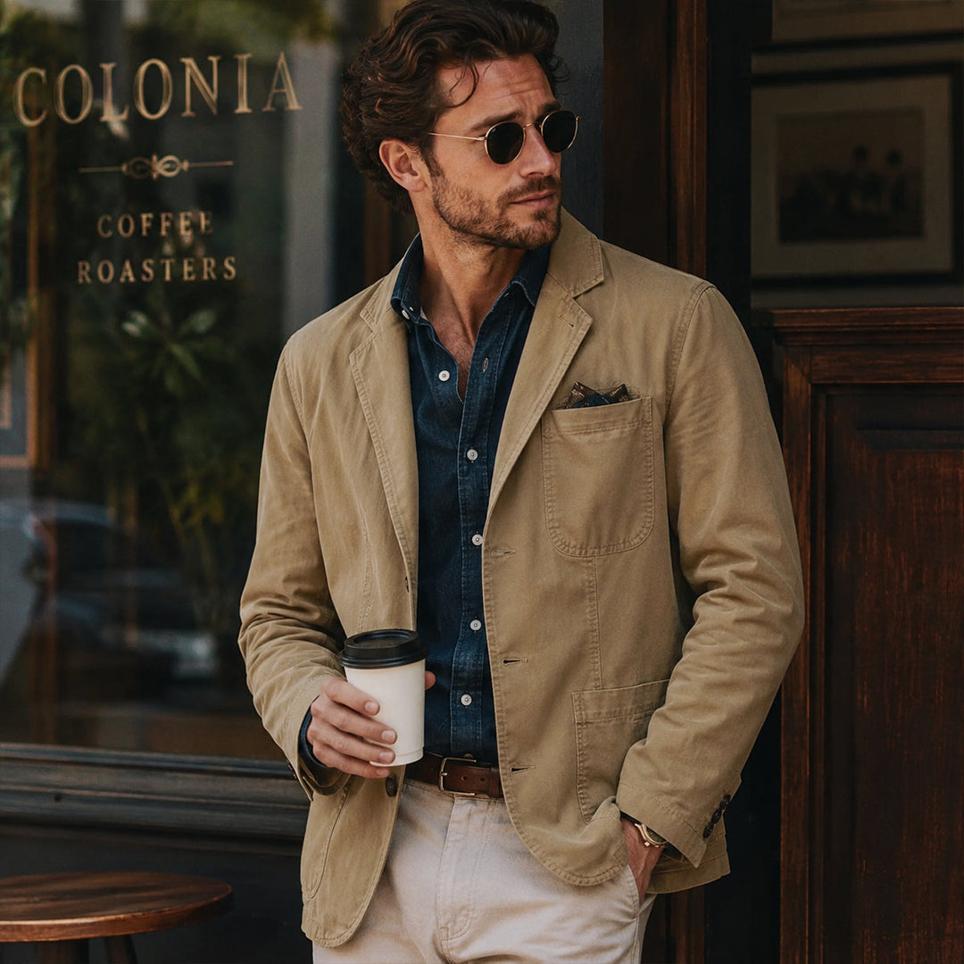 Men's relaxed fit blazer for versatile wear. Ideal for smart casual, business casual, and weekend style.