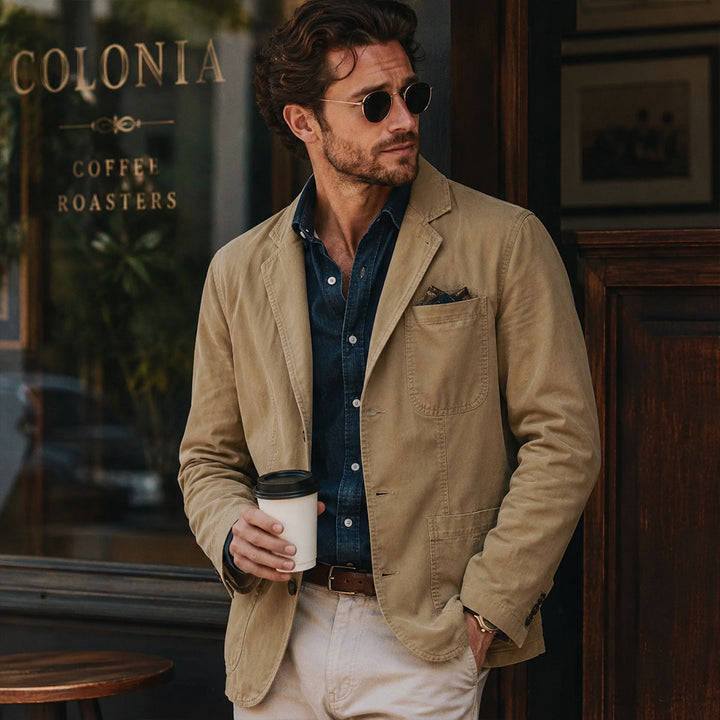 Men's relaxed fit blazer for versatile wear. Ideal for smart casual, business casual, and weekend style.