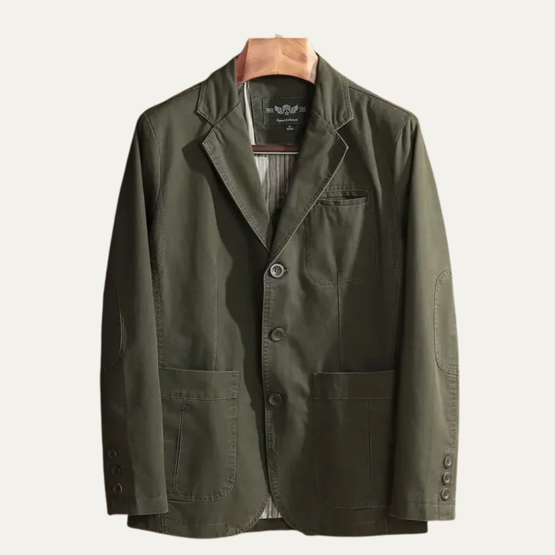 Black men's relaxed fit blazer. Essential smart casual outerwear for a modern business look.
