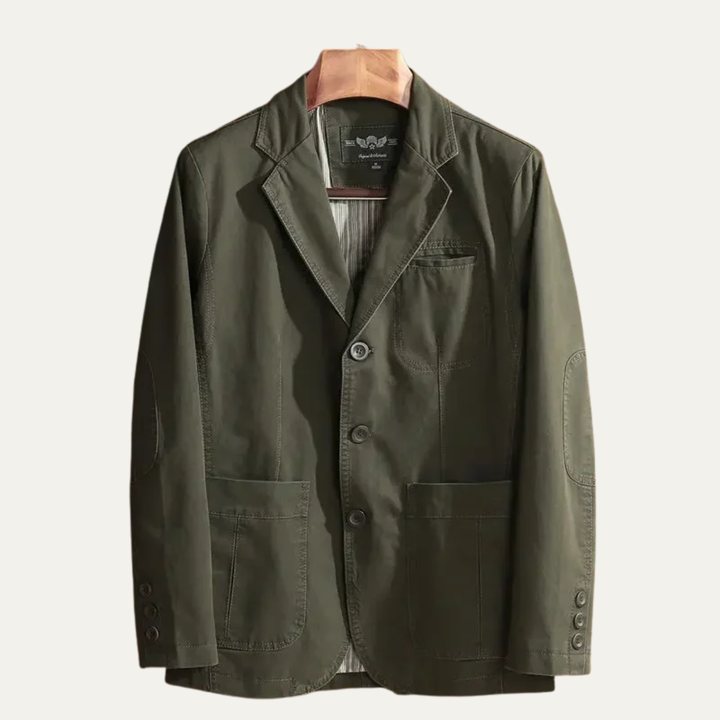 Black men's relaxed fit blazer. Essential smart casual outerwear for a modern business look.