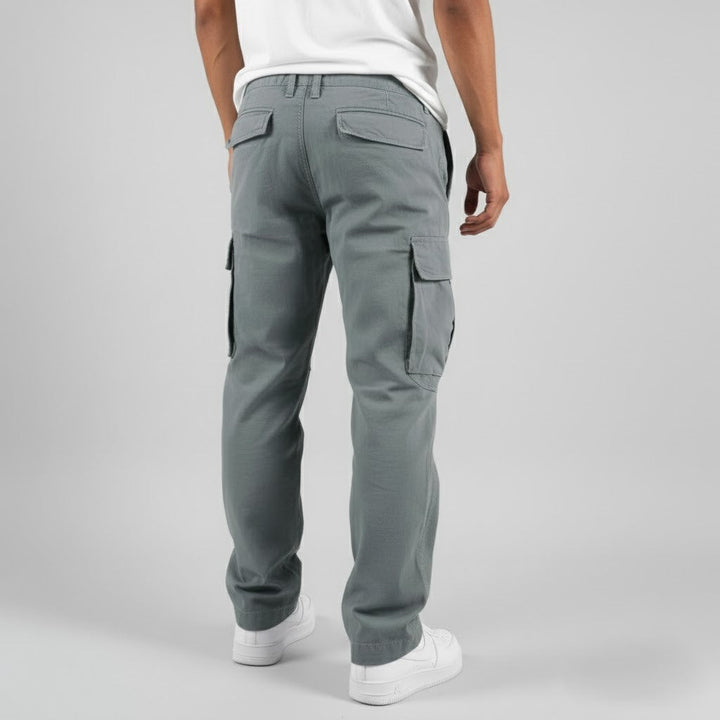 Men's Relaxed Fit Cargo Pants, embodying effortless streetwear style with practical side pockets.