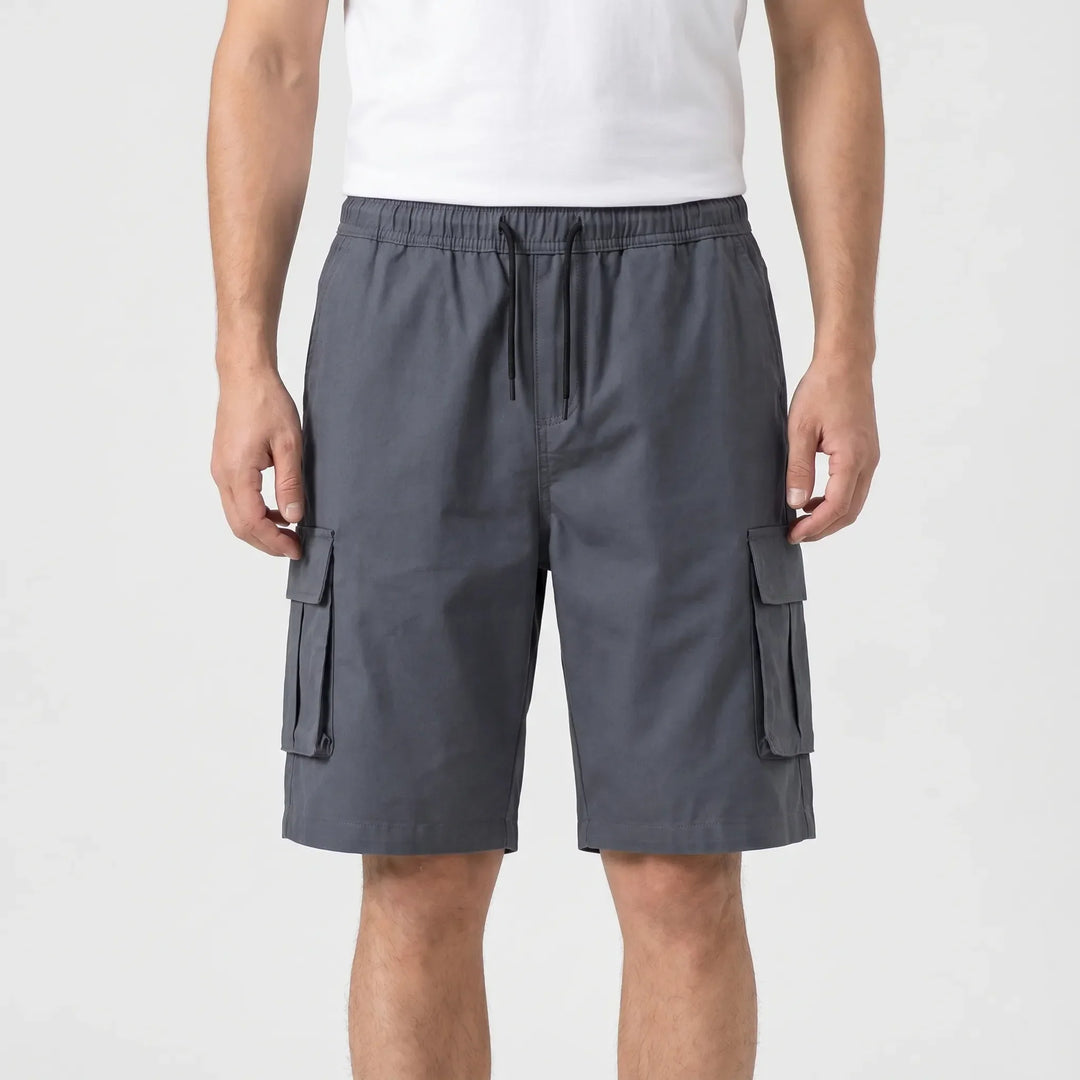 Knee-length men's relaxed fit cargo shorts with multi-pockets, ensuring comfort for summer casual and outdoor wear.