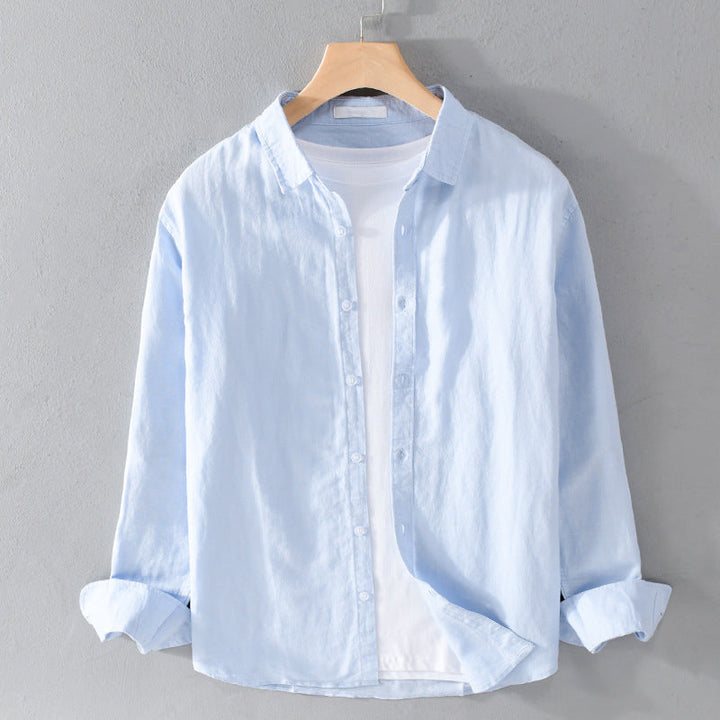 Versatile men's long sleeve casual shirt, relaxed fit, perfect for smart-casual or daily wear.