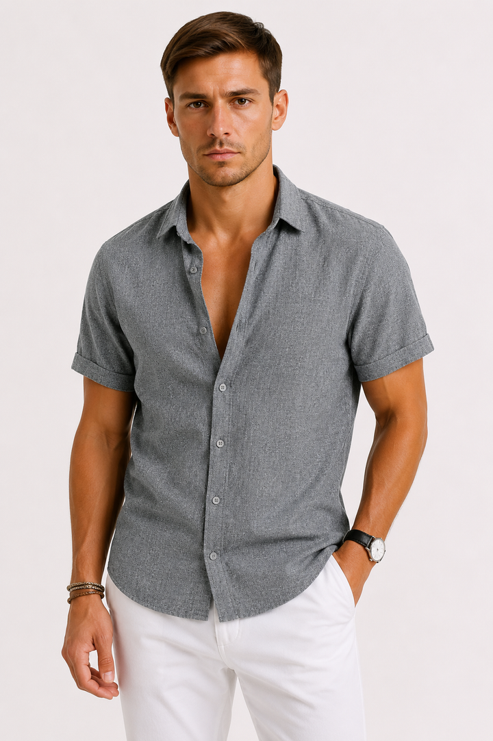 Comfortable men's relaxed fit summer shirt. Breathable, easy care, perfect for hot weather & casual occasions.