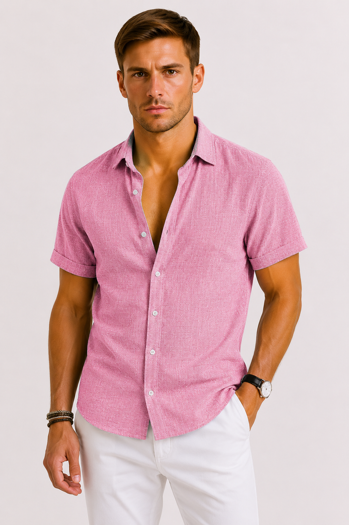Men's smart casual summer shirt. Lightweight, relaxed fit, button-front, breathable for ultimate warm weather comfort.