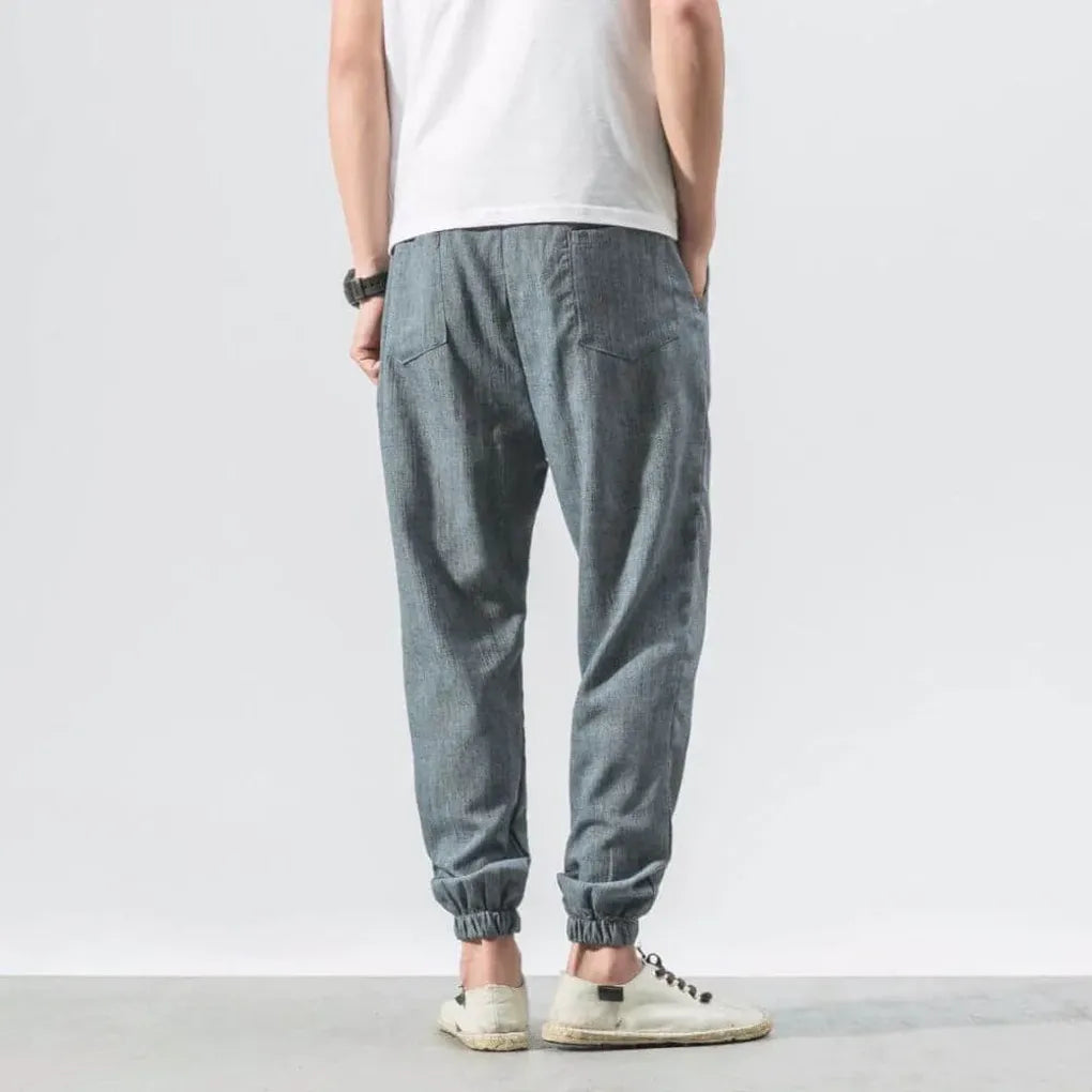 Comfortable men's relaxed fit pants, breathable, perfect for summer casual wear and everyday style.