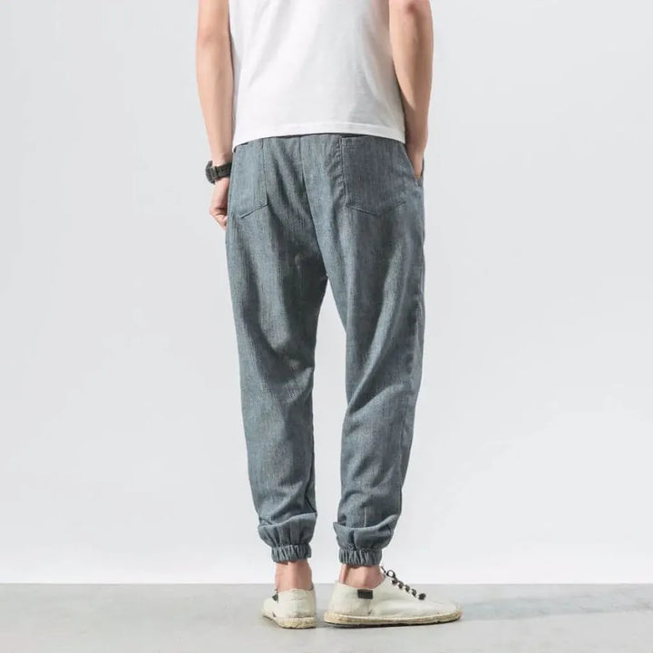 Comfortable men's relaxed fit pants, breathable, perfect for summer casual wear and everyday style.