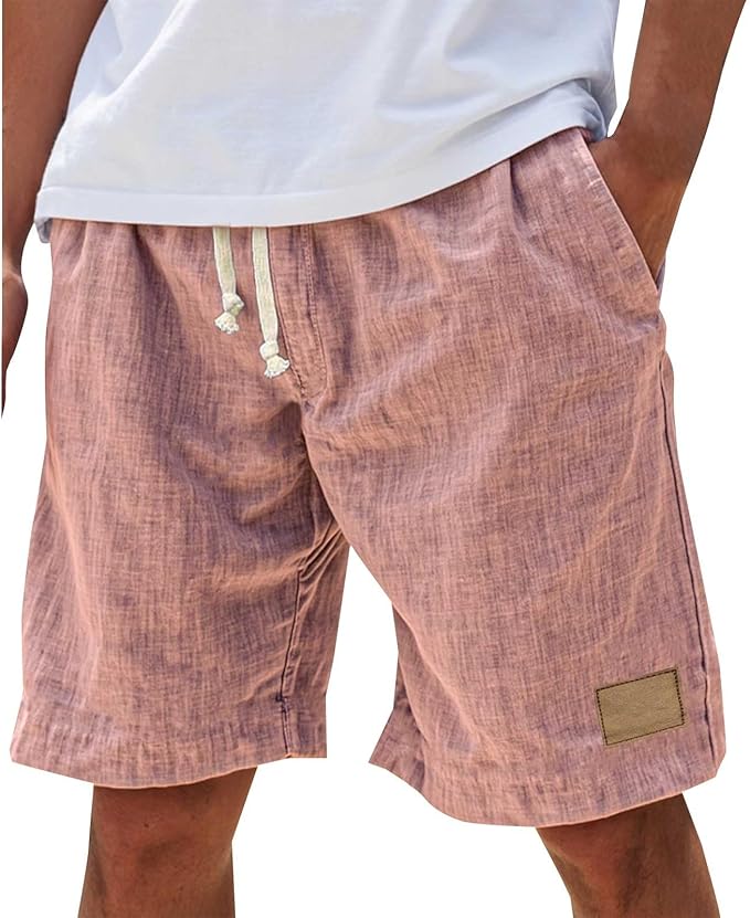 Breathable men's summer shorts, relaxed fit, lightweight fabric, ideal for hot weather comfort.