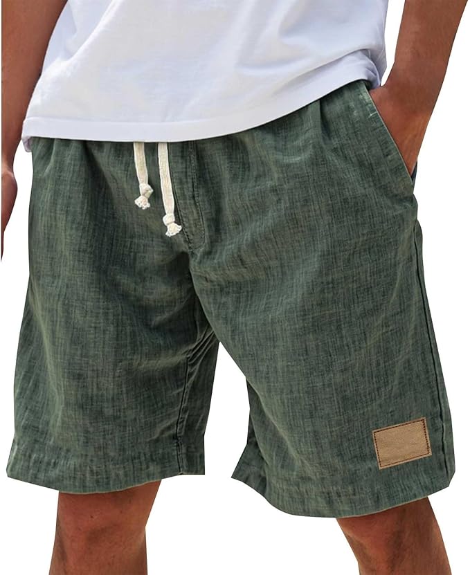 Men's relaxed fit casual shorts, quick-dry, elastic waist, ideal for beach and active summer days.