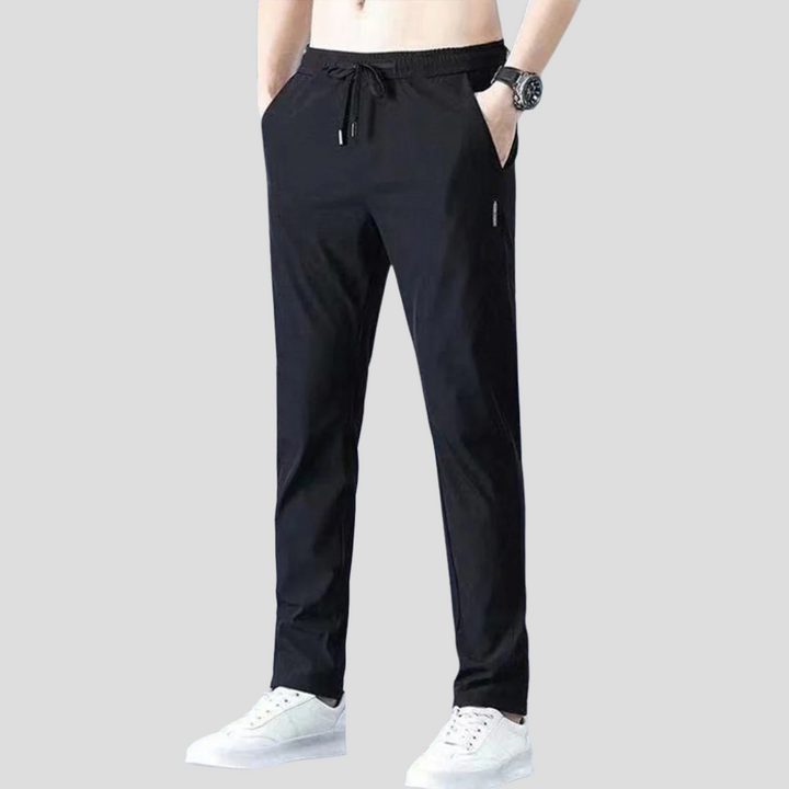 Versatile black men's trousers with a relaxed fit, suitable for work casual and daily activities.
