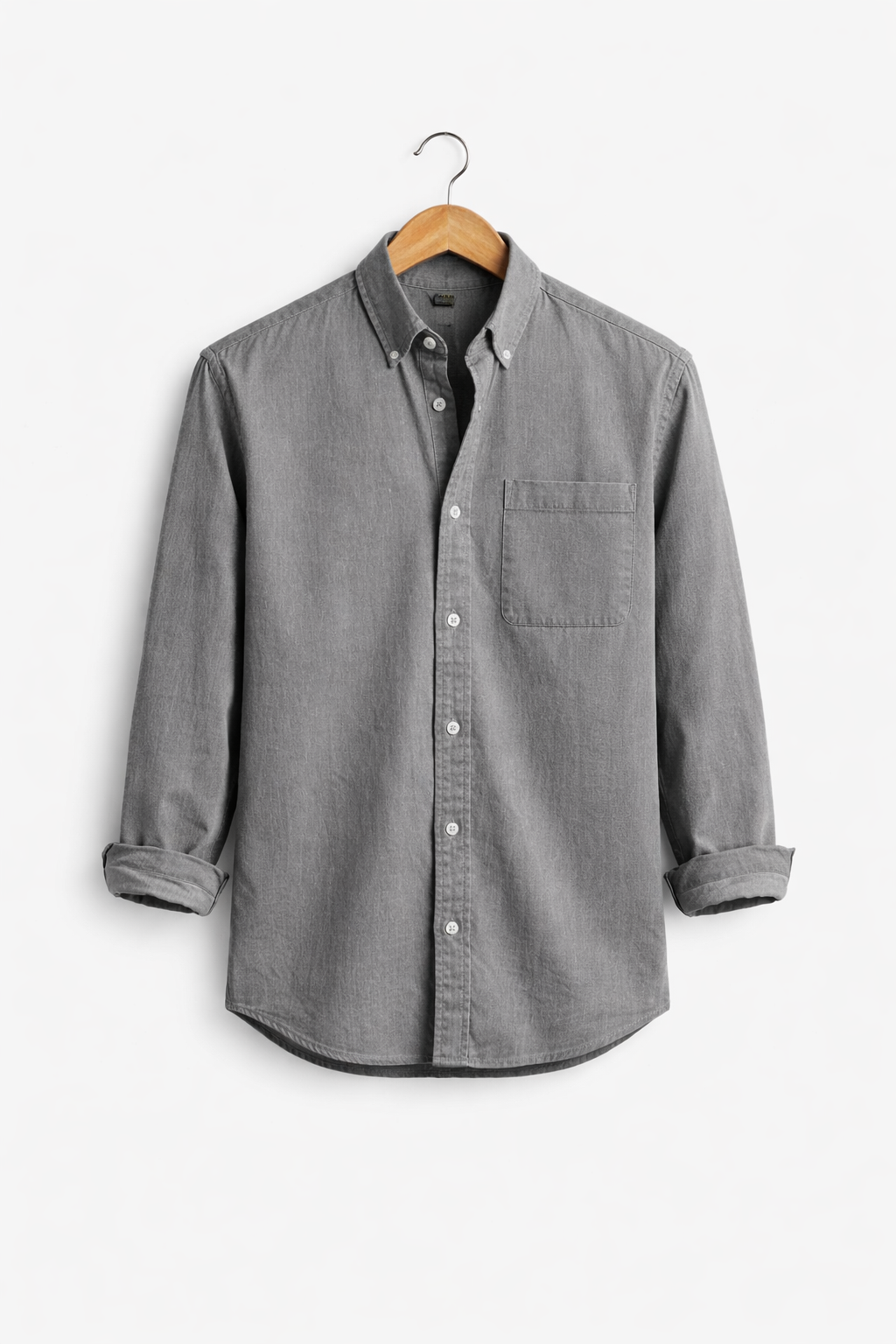 Stylish men's relaxed fit chambray shirt, ideal for smart casual and everyday looks.