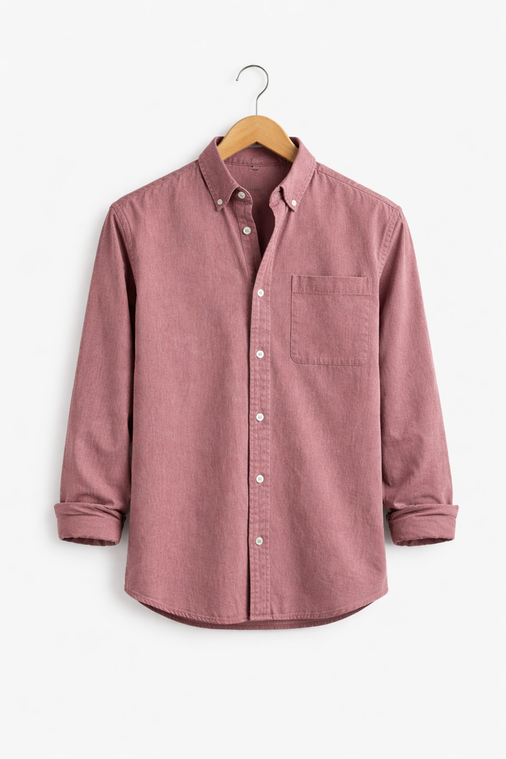 Smart casual men's chambray shirt, long sleeve, perfect for weekend style.