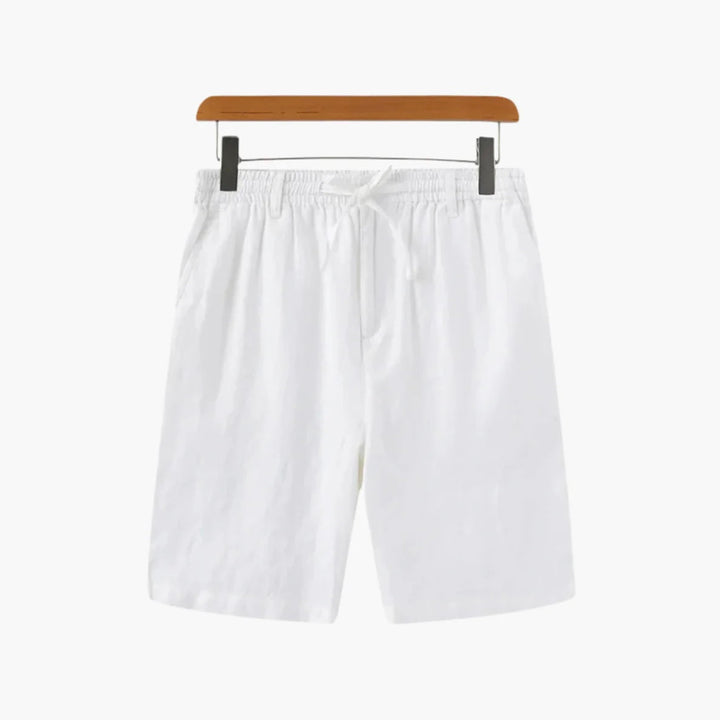 Khaki men's relaxed fit chino shorts featuring a practical drawstring closure, ideal for everyday wear.