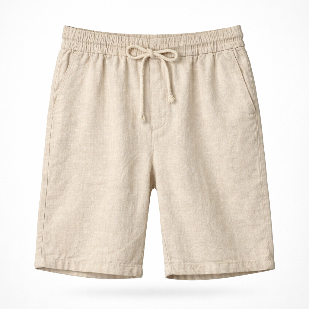 Comfortable men's summer shorts, relaxed fit with drawstring, perfect for casual warm weather outfits.