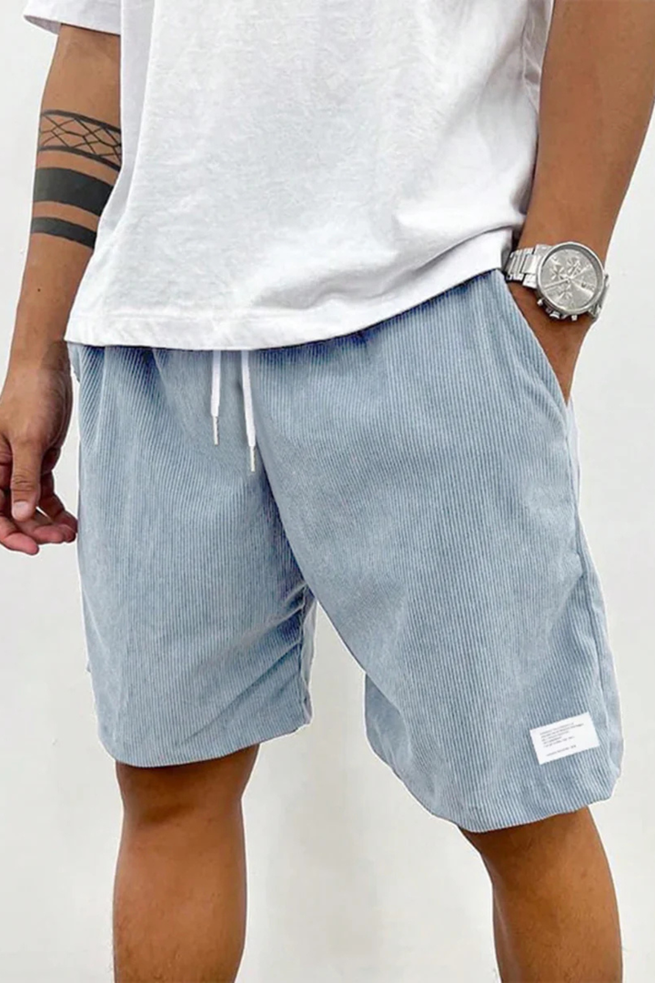 Khaki men's casual drawstring shorts, offering relaxed comfort and everyday style for summer menswear.