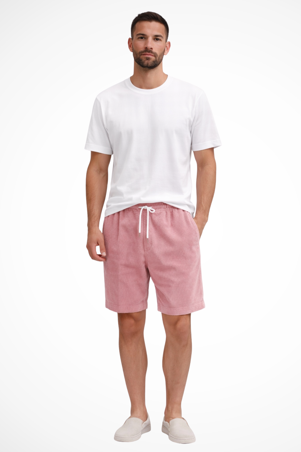 Black men's relaxed fit shorts with an elasticated drawstring waist, essential for summer comfort.