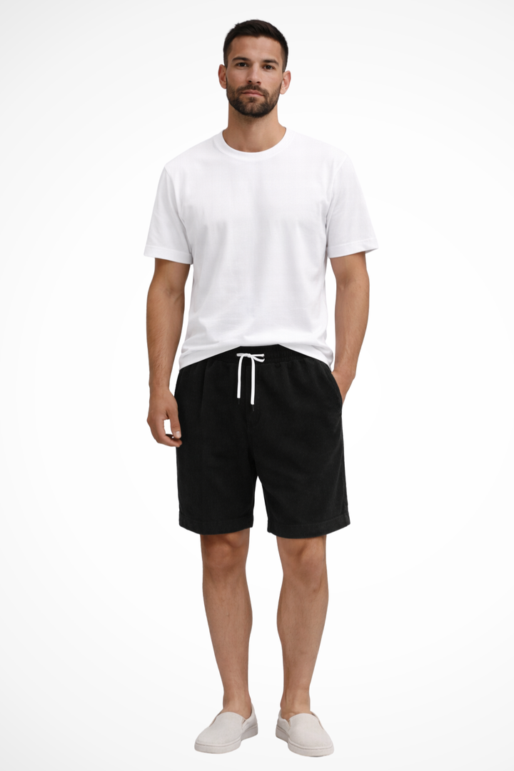 Soft fabric texture of men's relaxed fit shorts, highlighting breathable comfort for summer everyday wear.