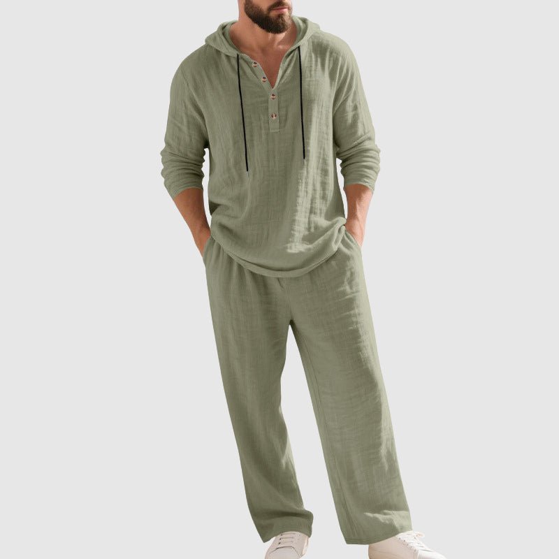 Men's relaxed-fit hooded two-piece set, perfect for casual wear & ultimate comfort. Ideal loungewear.