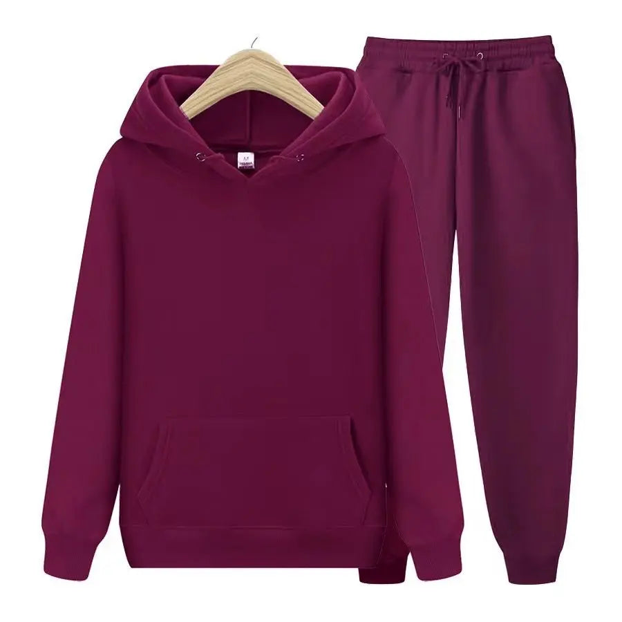 Contemporary men's hoodie and jogger set, relaxed fit for a stylish, comfortable feel.
