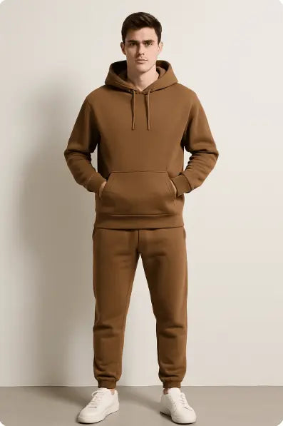 Men's all-day comfort set: relaxed fit hoodie & jogger, ideal for any casual occasion.
