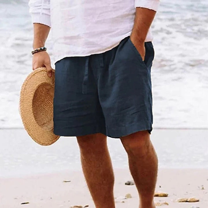 Drawstring linen shorts for men, relaxed fit, offering ultimate comfort for casual summer wear.