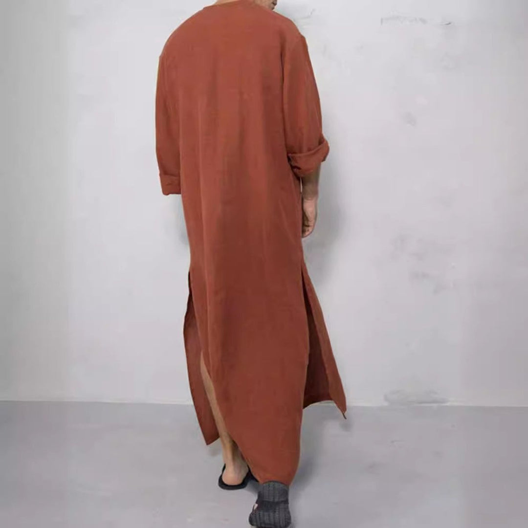Stylish men's relaxed linen kaftan, a comfortable tunic for resort wear, beach days, or daily lounging.