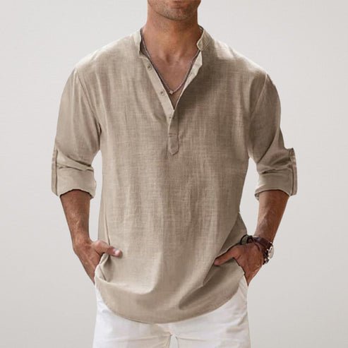 Men's relaxed fit long sleeve casual shirt for comfortable everyday wear. Perfect for summer holidays & weekends.