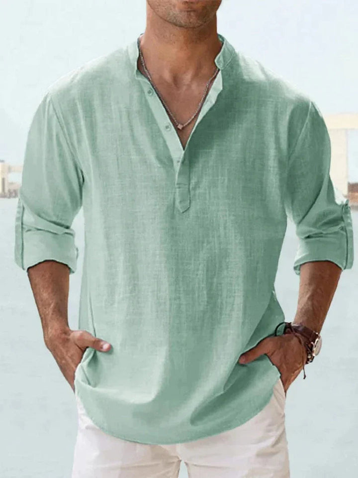 Relaxed fit men's long sleeve resort shirt, ultimate comfort for casual summer fashion.