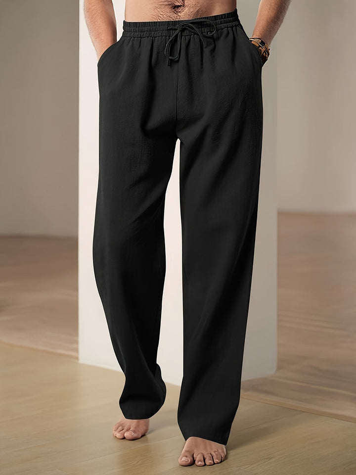 Men's relaxed fit lounge trousers, lightweight and comfortable for everyday wear.