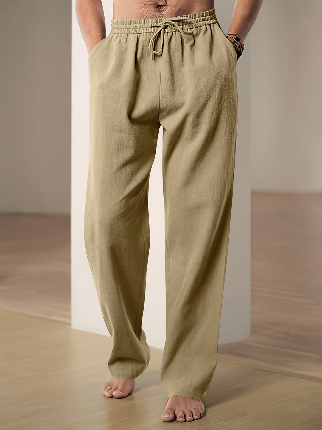 Soft, lightweight men's lounge trousers; relaxed fit for ultimate comfort and casual style.