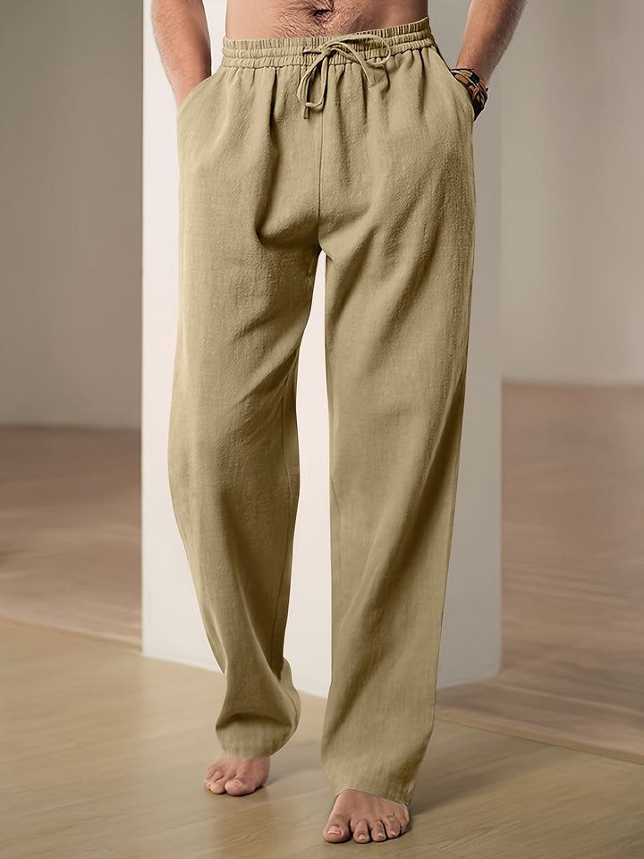 Soft, lightweight men's lounge trousers; relaxed fit for ultimate comfort and casual style.