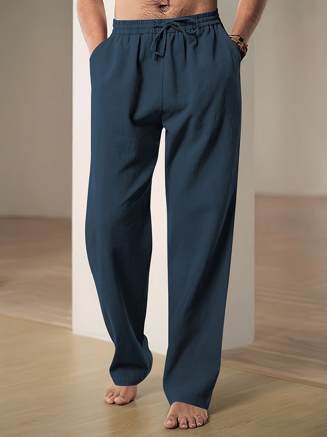 Versatile men's lightweight lounge trousers, relaxed fit, great for casual wear and ultimate comfort.