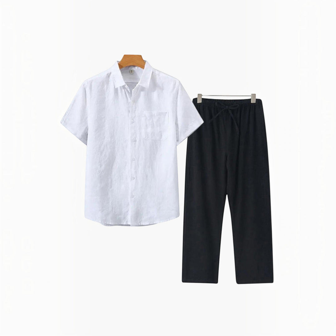Men's matching shirt and shorts set, relaxed fit, designed for ultimate summer comfort.