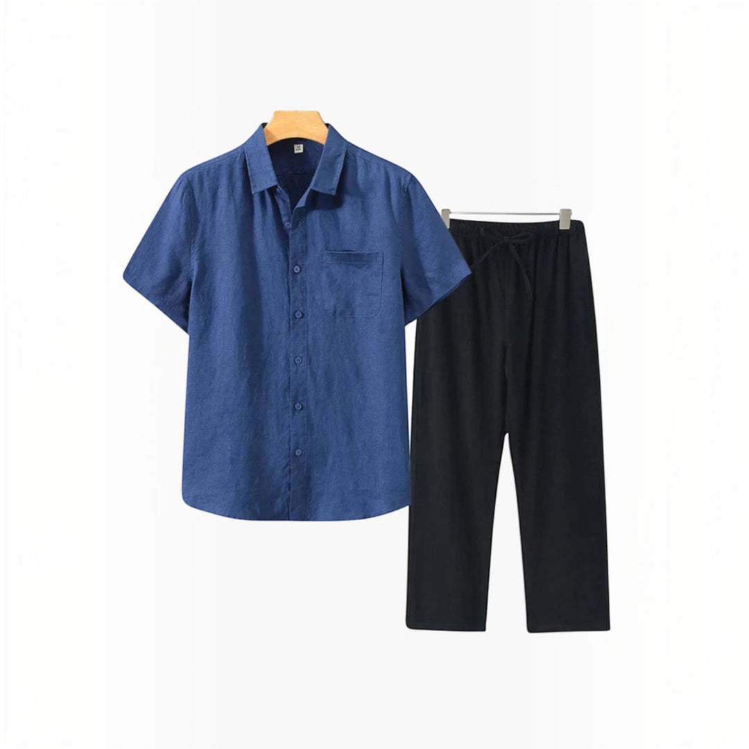 Coordinated men's relaxed fit matching shirt & shorts set, perfect for resort vacation style.