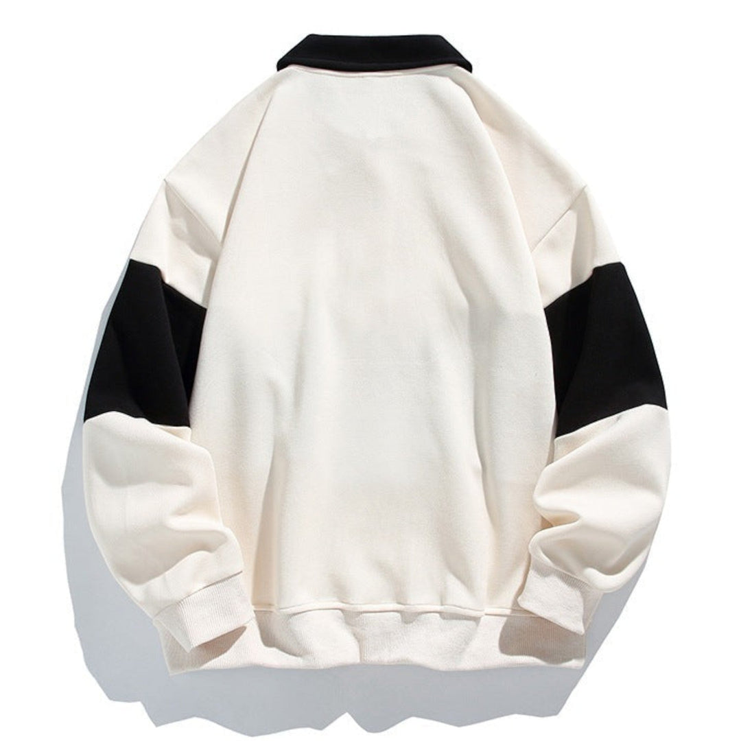Soft men's relaxed fit polo sweatshirt, classic design, ideal for everyday comfort.