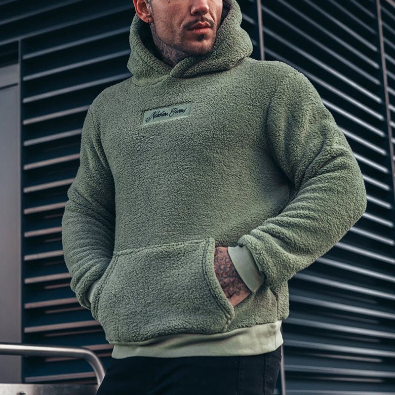 Men's relaxed fit pullover hoodie in soft fabric, perfect for casual everyday comfort & layering. Ideal for fall & winter.