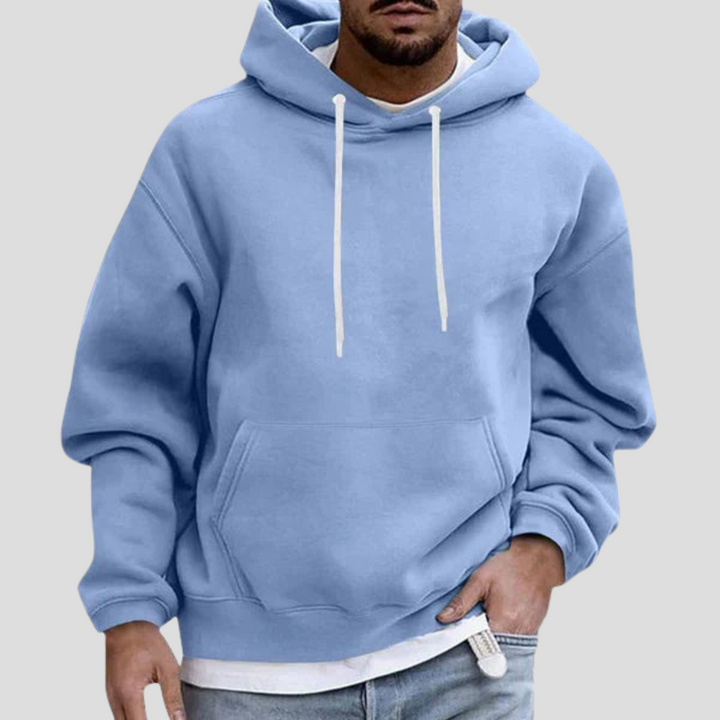 Men's relaxed fit pullover hoodie in soft fabric, perfect for casual wear, loungewear, and everyday comfort.