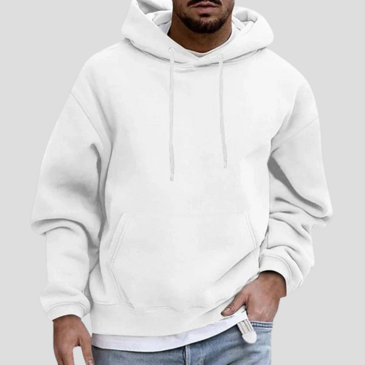 Casual men's pullover hoodie with pockets. Relaxed fit for activewear or stylish everyday loungewear.